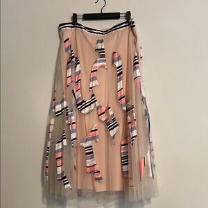 Anthropologie Pink and Blue A-Line Skirt